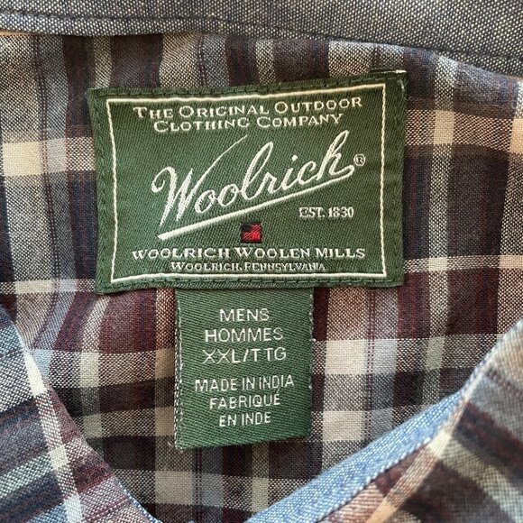 Woolrich Mens Plaid Button Down Long Sleeve Shirt Size XXL Cotton Blue - Picture 4 of 5